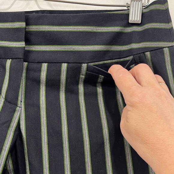 Diane Von Furstenberg Aisha Bermuda Cotton Striped Pant Black Green size 4 - Picture 4 of 10
